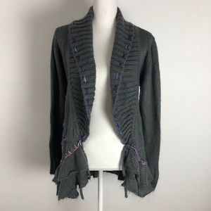 FORLA PARIS Ruffle Cardigan Floral Wool Blend